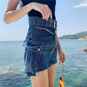 Aktuális női farmerszoknya magas derékkal, három színben