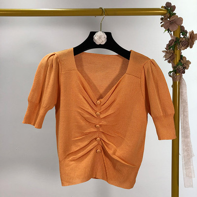 Bluza scurta de dama din tricotat subtire