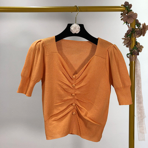 Bluza scurta de dama din tricotat subtire