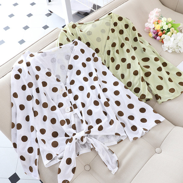 Cămașă de damă modernă cu buline în mai multe culori