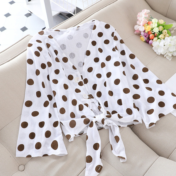 Cămașă de damă modernă cu buline în mai multe culori