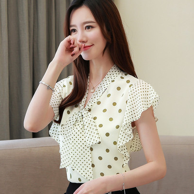 Korszerű női ing rövid ujjal és szalaggal