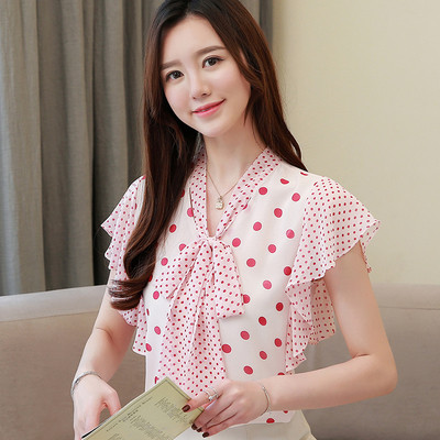 Korszerű női ing rövid ujjal és szalaggal