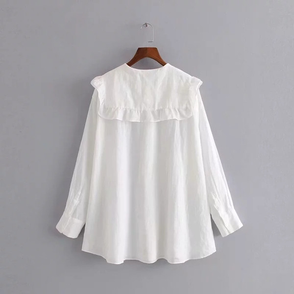 Cămașă modernă de damă cu șireturi - culoare albă