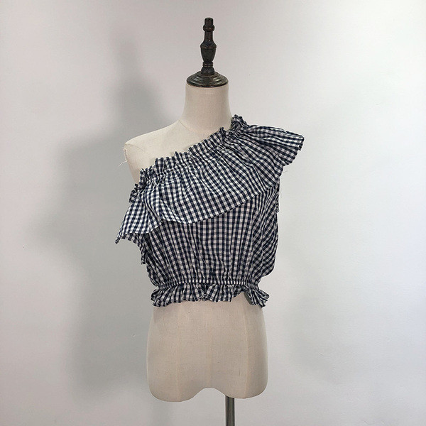 Női kockás blúz egy vállal