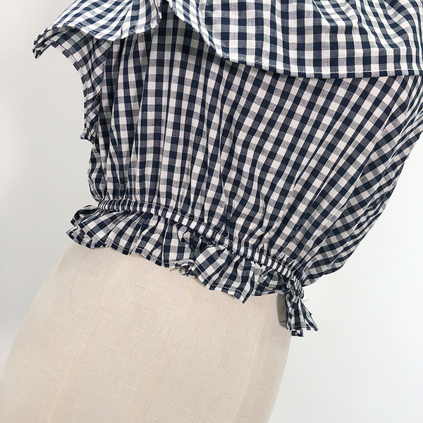 Női kockás blúz egy vállal