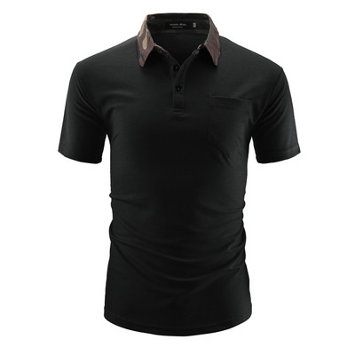 Lezser férfi póló klasszikus gallérral és zsebbel három színben