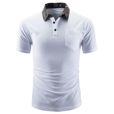 Lezser férfi póló klasszikus gallérral és zsebbel három színben