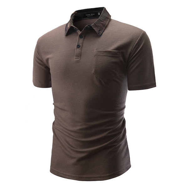 Lezser férfi póló klasszikus gallérral és zsebbel három színben