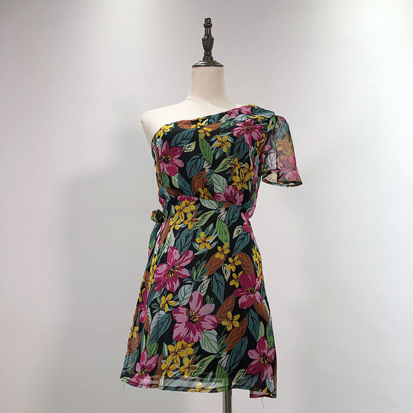 Rochie casual de dama din tul cu umar gol