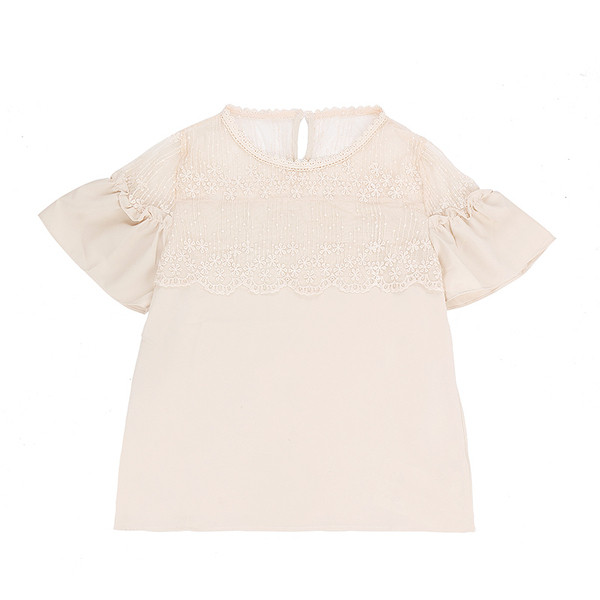 Bluza de dama moderna in doua culori cu decolteu O si broderie