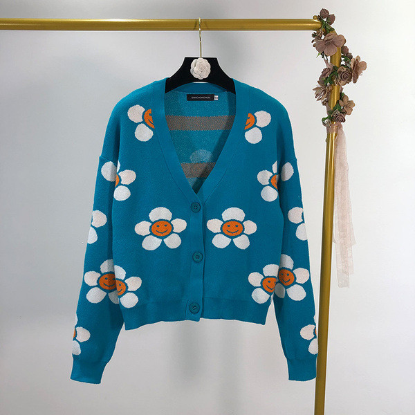 Cardigan de dama cu nasturi de culoare albastra