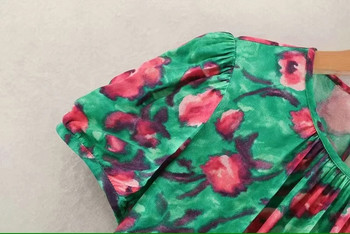 Rochie casual de dama cu decolteu O in verde