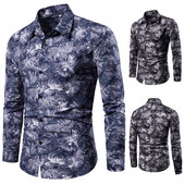 Cămașă modernă pentru bărbați cu guler clasic în negru și albastru