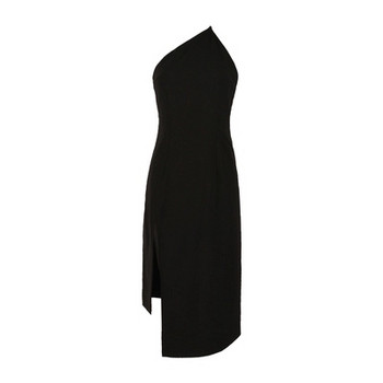 Fekete színű női ruha egy pánttal és hasítékkal