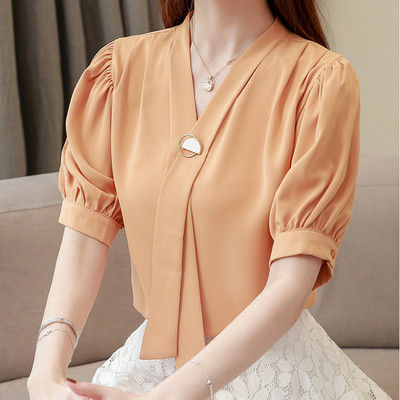 Bluză de damă modernă cu decolteu în V în două culori