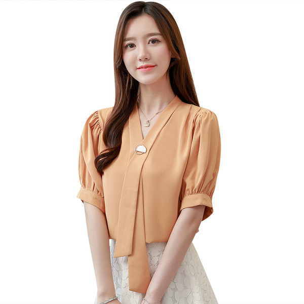 Bluză de damă modernă cu decolteu în V în două culori