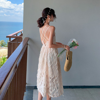 Fekete-fehér keresztpántos női ruha