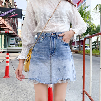 Női alkalmi farmerszoknya irizáló színben