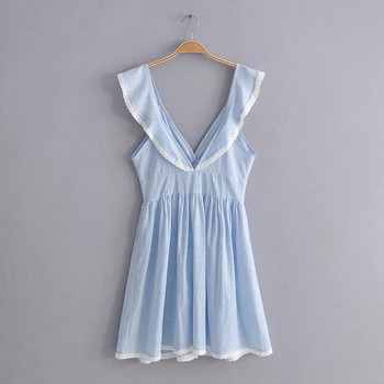 Rochie de dama eleganta cu nasturi in albastru