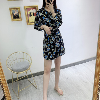 Női alkalmi ruha hosszú ujjú, derékban megkötős