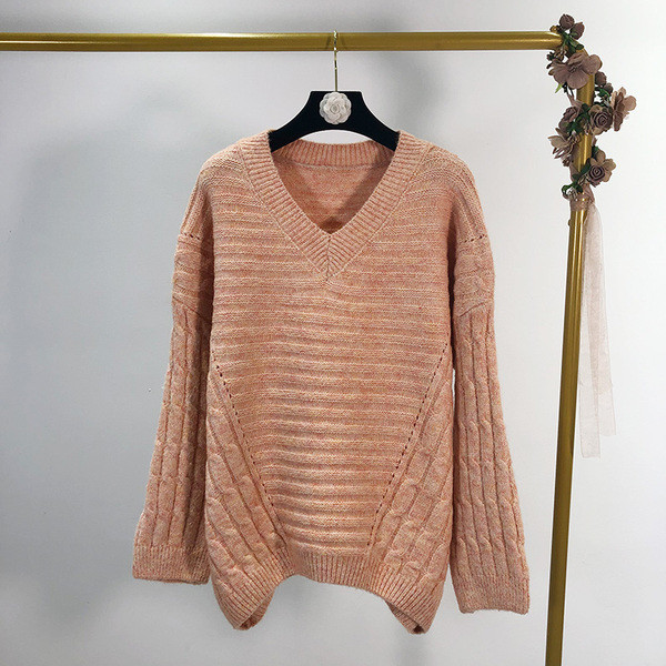 Női pulóver V-nyakkal, három színben