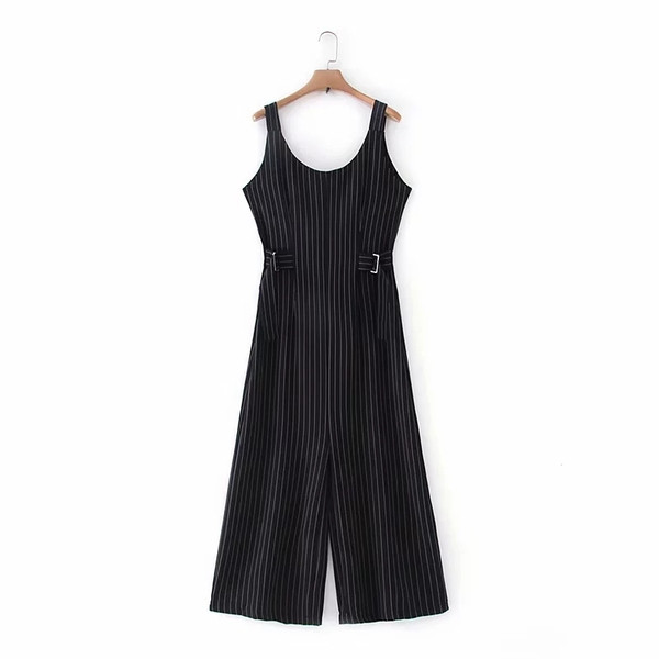 Model nou de salopetă de damă în dungi de culoare neagră