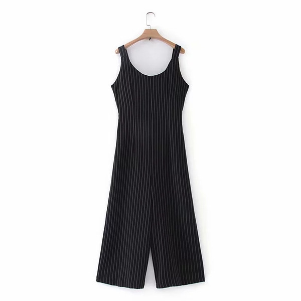 Model nou de salopetă de damă în dungi de culoare neagră