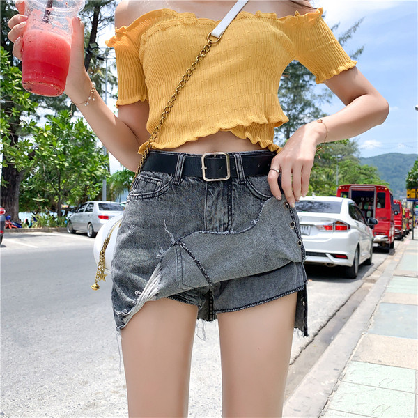 Szoknya - nadrág két színben - szürke és kék