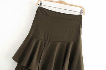 Fusta dama casual model asimetric de culoare maro