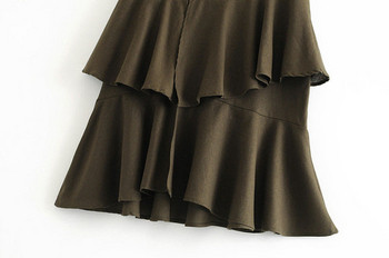 Fusta dama casual model asimetric de culoare maro