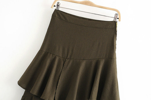 Fusta dama casual model asimetric de culoare maro