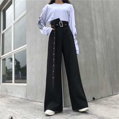 Модерен дамски панталон с висока талия - широк модел