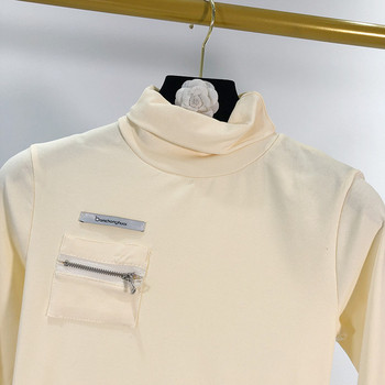 Rochie de dama cu guler polo si crapatura in doua culori