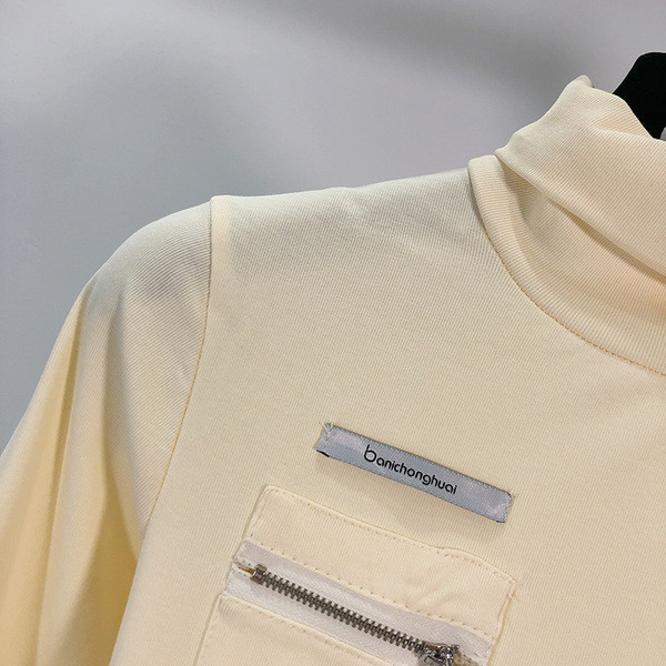 Rochie de dama cu guler polo si crapatura in doua culori