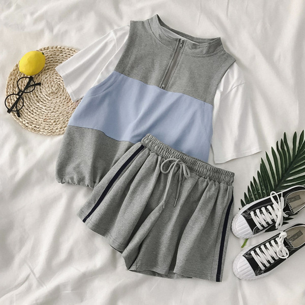 Set de damă sport-casual din trei părți în gri și negru