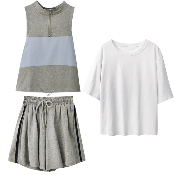 Set de damă sport-casual din trei părți în gri și negru