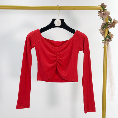 Bluza scurta de dama cu maneci 7/8 in trei culori