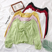 Új modell modern női blúz hosszú ujjú, O-nyakú több színben