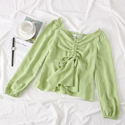 Új modell modern női blúz hosszú ujjú, O-nyakú több színben