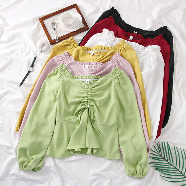 Új modell modern női blúz hosszú ujjú, O-nyakú több színben