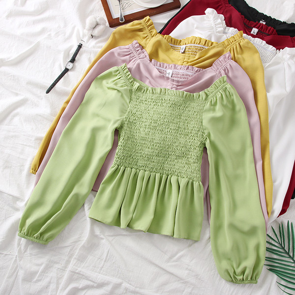 Új modell modern női blúz hosszú ujjú, O-nyakú több színben