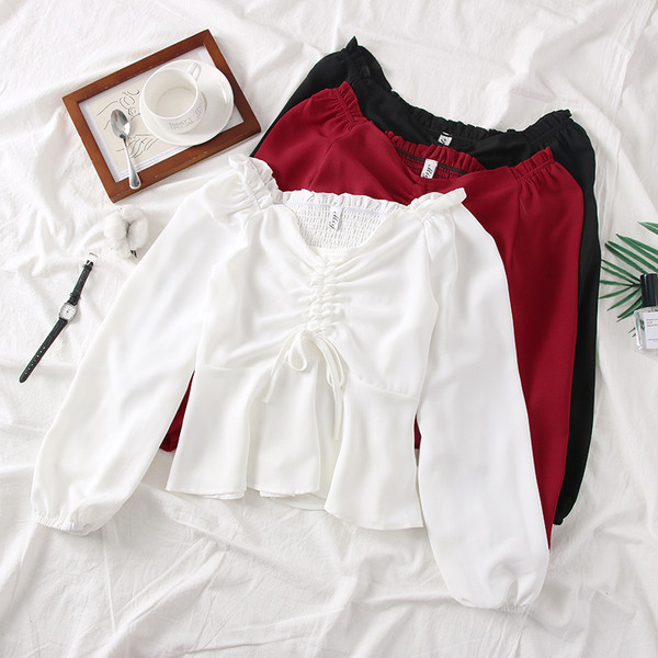 Új modell modern női blúz hosszú ujjú, O-nyakú több színben