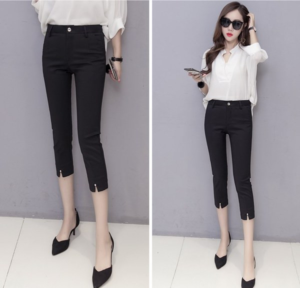 Елегантен дамски панталон в три цвята - бял черен и червен