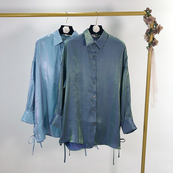 Cămașă de damă cu guler și nasturi clasici - două culori