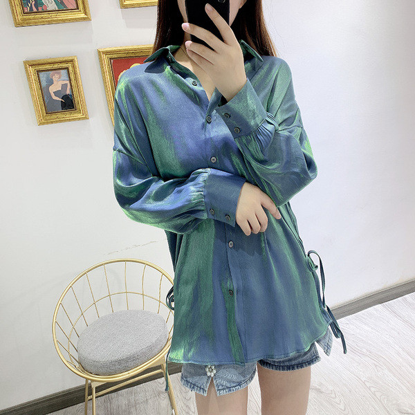 Cămașă de damă cu guler și nasturi clasici - două culori