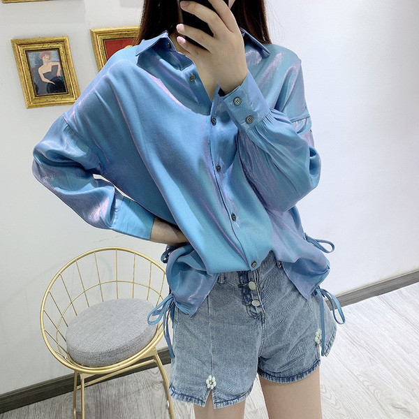 Cămașă de damă cu guler și nasturi clasici - două culori