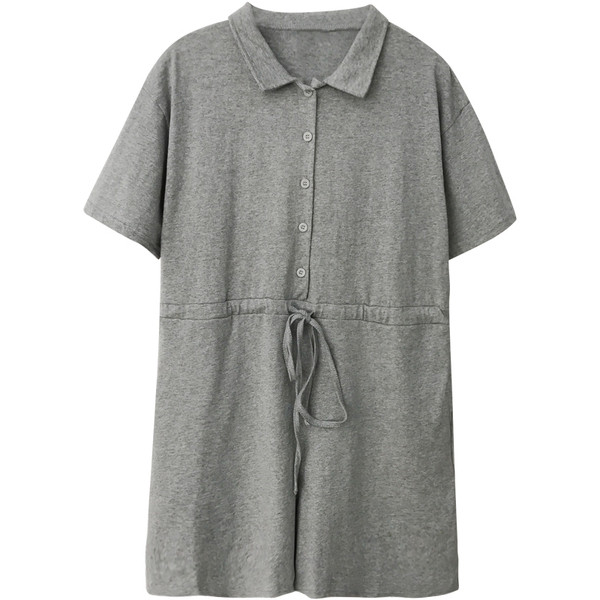 Salopetă casual de damă cu legături în talie neagră și gri