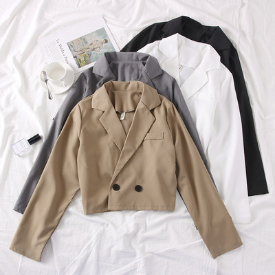 Модерно дамско сако в бял,черен,кафяв и сив цвят