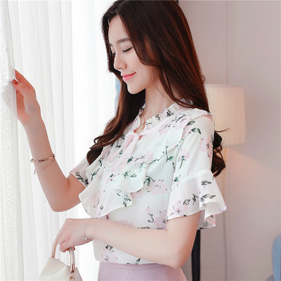 Női blúz két színben virágos motívumokkal és nyakkendőkkel